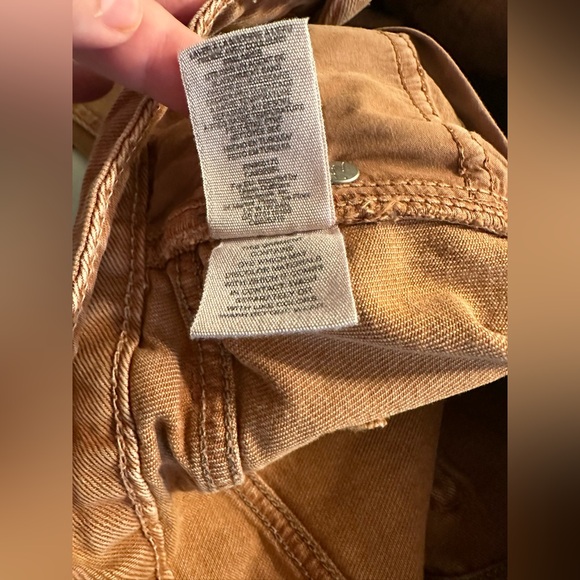 WE THE FREE People Bronze Distressed Denim Jean Mini Skirt Raw Hem Orange Rust - Picture 11 of 12